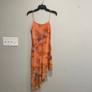 Wild Fable Asymmetrical Orange Tie-Dye Dress